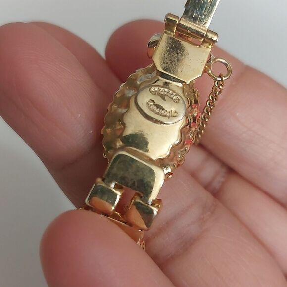 Hattie Carnegie Marbled Lucite Cabochon and Peridot Green Stones Link Bracelet - Picture 9 of 11